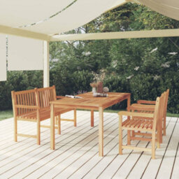 Berkfield 4 Piece Garden Dining Set Solid Wood Teak - thumbnail 1