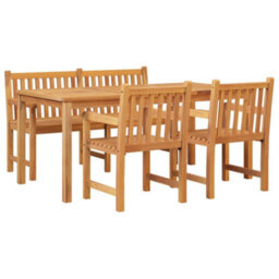 Berkfield 4 Piece Garden Dining Set Solid Wood Teak - thumbnail 3