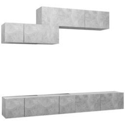 Berkfield 6 Piece Tv Cabinet Set Concrete Grey Engineered Wood - thumbnail 2