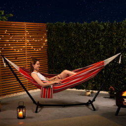 Vonhaus Hammock With Stand, Freestanding 2 Person Hammock With Adjustable Frame, Travel Bag For Garden, Beach, Camping & Outdoors - thumbnail 3