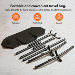 Vonhaus Hammock With Stand, Freestanding 2 Person Hammock With Adjustable Frame, Travel Bag For Garden, Beach, Camping & Outdoors - thumbnail 7