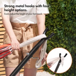 Vonhaus Hammock With Stand, Freestanding 2 Person Hammock With Adjustable Frame, Travel Bag For Garden, Beach, Camping & Outdoors - thumbnail 4
