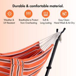 Vonhaus Hammock With Stand, Freestanding 2 Person Hammock With Adjustable Frame, Travel Bag For Garden, Beach, Camping & Outdoors - thumbnail 6