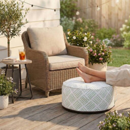 Urbn-Living Urbnliving Inflatable Pouf Footstool Portable Cushion Stool Outdoor Garden Patio 25Cmx55Cm - thumbnail 2