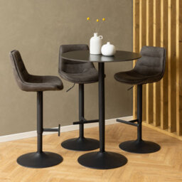 Furniture To Go Malta Ceramic Round Bar Table In Matt Black - thumbnail 4