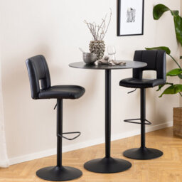 Furniture To Go Malta Ceramic Round Bar Table In Matt Black - thumbnail 3