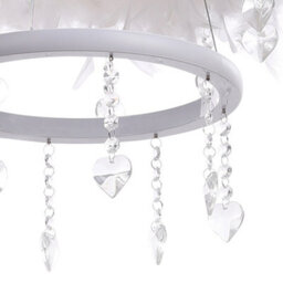 Living And Home Double Round Liner Feather Led Pendant Light Chandelier With Crystal In White Light - thumbnail 7
