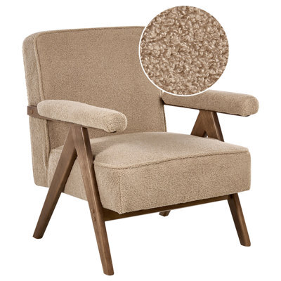 Beliani Minimalist Armchair Evje Boucle Beige - image 1