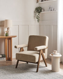 Beliani Minimalist Armchair Evje Boucle Beige - thumbnail 2