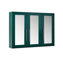 Homestylestore 900 X 650mm Dark Green Wall Mounted Mirrored Door Bathroom Cabinet And Chrome T Bar Handles