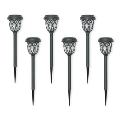 Valuelights Pack Of 6 - Solar Powered Black Diamond Spike Lights For Drive Path Patio Decor Stake, Solar Light For Outdoor Garden - image 1
