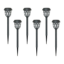 Valuelights Pack Of 6 - Solar Powered Black Diamond Spike Lights For Drive Path Patio Decor Stake, Solar Light For Outdoor Garden