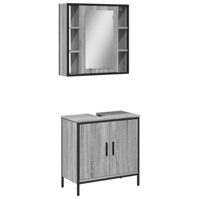 Berkfield Durable 2 Piece Bathroom Furniture Set Grey Sonoma Engineered Wood