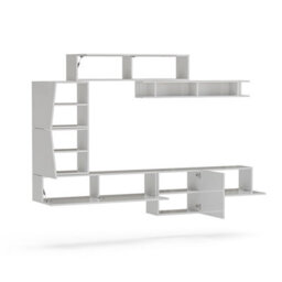 Decorotika Cruz  Moduler Modern Tv Unit Wall Mount Customizable Layout High Gloss White - thumbnail 5