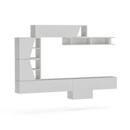 Decorotika Cruz  Moduler Modern Tv Unit Wall Mount Customizable Layout High Gloss White - thumbnail 4