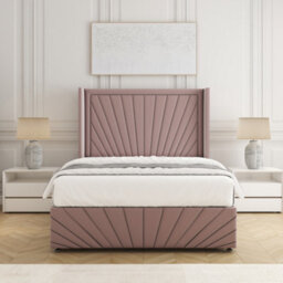 Bsspoke Nola Divan Bed Set Pink Plush With 2 Drawers Footend 54Inch Headboard & Footboard No Mattress In 3Ft 4Ft 5Ft 4Ft6 6Ft - thumbnail 3