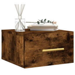 Berkfield Durable Wall-Mounted Bedside Cabinet Smoked Oak 35X35X20 Cm - thumbnail 3
