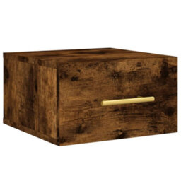 Berkfield Durable Wall-Mounted Bedside Cabinet Smoked Oak 35X35X20 Cm - thumbnail 1