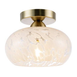 Happy Homewares Antique Brass Ceiling Light Fitting With White Snowflake Glass Shade - thumbnail 2