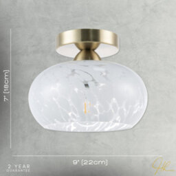 Happy Homewares Antique Brass Ceiling Light Fitting With White Snowflake Glass Shade - thumbnail 7