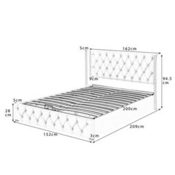 Abrihome Upholstered Bed With Hydraulic Lever, Functional Storage King Bed, Without Mattress, Velvet, Beige - thumbnail 8