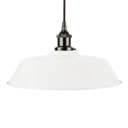 White Chancery Painted Dome Pendant Light With Black Nickel Lamp Holder And Black Round Cable - Se Home - thumbnail 1