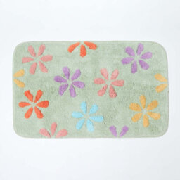 Homescapes Floral Multi Colour Cotton Bath Mat - thumbnail 1