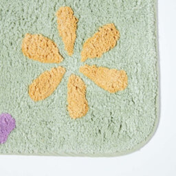 Homescapes Floral Multi Colour Cotton Bath Mat - thumbnail 2