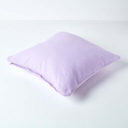 Homescapes Cotton Plain Mauve Cushion Cover, 45 X 45 Cm - thumbnail 3