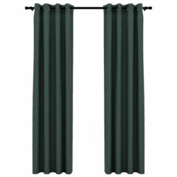 Berkfield Premium Linen-Look Blackout Curtains With Grommets 2Pcs Green 140X245Cm