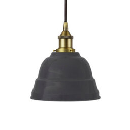 Slate Grey Lincoln Painted Dome Pendant Light With Matt Antique Brass Lamp Holder And Black Round Cable - Se Home