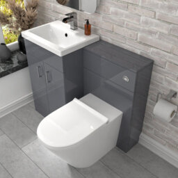 Nes Home Grey Vanity Basin Cabinet, Wc Unit & Rimless Toilet - thumbnail 4