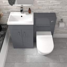 Nes Home Grey Vanity Basin Cabinet, Wc Unit & Rimless Toilet - thumbnail 3