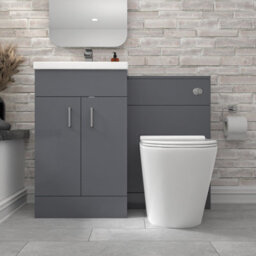 Nes Home Grey Vanity Basin Cabinet, Wc Unit & Rimless Toilet - thumbnail 2