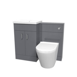 Nes Home Grey Vanity Basin Cabinet, Wc Unit & Rimless Toilet - thumbnail 6