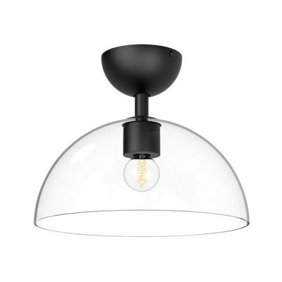 Luminosa Lighting Elstead Alora Mood Jude Bowl Semi Flush Ceiling Light Contemporary Matt Black 1X E27 - image 1
