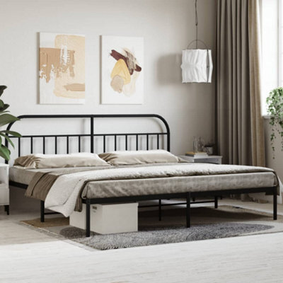Vidaxl Metal Bed Frame Without Mattress With Headboard Black 200X200Cm - image 1