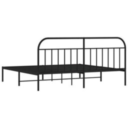 Vidaxl Metal Bed Frame Without Mattress With Headboard Black 200X200Cm - thumbnail 8