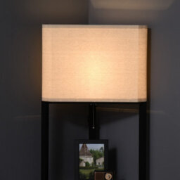 Homcom Corner Modern Floor Lamp With Shelves For Living Room, Bedroom, Black - thumbnail 8