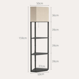 Homcom Corner Modern Floor Lamp With Shelves For Living Room, Bedroom, Black - thumbnail 3