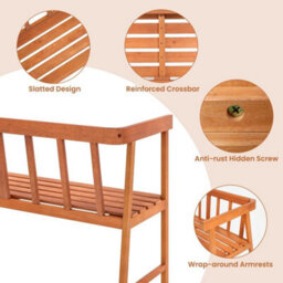 2 Person Outdoor Bench Patio Wooden Bench - thumbnail 4