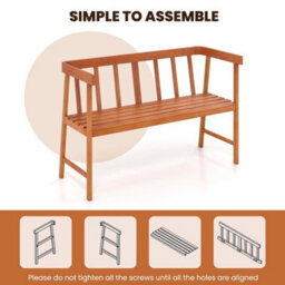 2 Person Outdoor Bench Patio Wooden Bench - thumbnail 5
