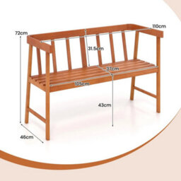 2 Person Outdoor Bench Patio Wooden Bench - thumbnail 2
