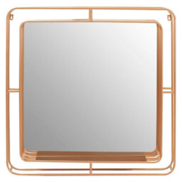Orsina Faux Champagne Gold Foil Wall Mirror, 76Cm Decorative Square Mirror With Iron Wire Frame, Luxe Accent Mirror