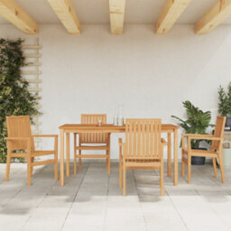 Berkfield 5 Piece Garden Dining Set Solid Wood Teak - thumbnail 1