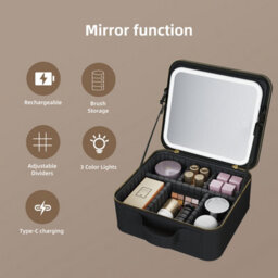 Fascinate Portable Hollywood Makeup Mirror Beauty Case 3-Color Led Dimmable Cosmetic Storage - thumbnail 5