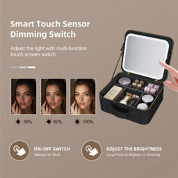 Fascinate Portable Hollywood Makeup Mirror Beauty Case 3-Color Led Dimmable Cosmetic Storage - thumbnail 3