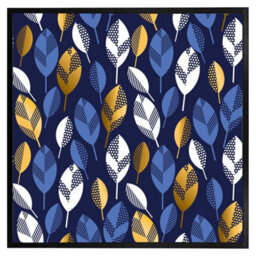 "Andrew Lee White, Blue & Gold Leaves On Navy Background (Picutre Frame) / 20X20"" / Brown" - thumbnail 8