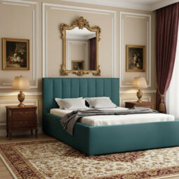Modern Bedroom Bed Frame With Storage 160X200 Hdf And Laminated Board Metal Slatted Base 180X223X93Cm Green - thumbnail 2