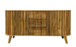 Buttercup Farm Slated 2 Door 3 Drawer Sideboard - Mango Wood - L45 X W164 X H80 Cm - Light Finish - Assembly Required - thumbnail 2